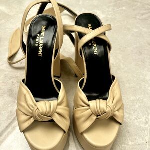YSL platform sandal. Cream color leather.
